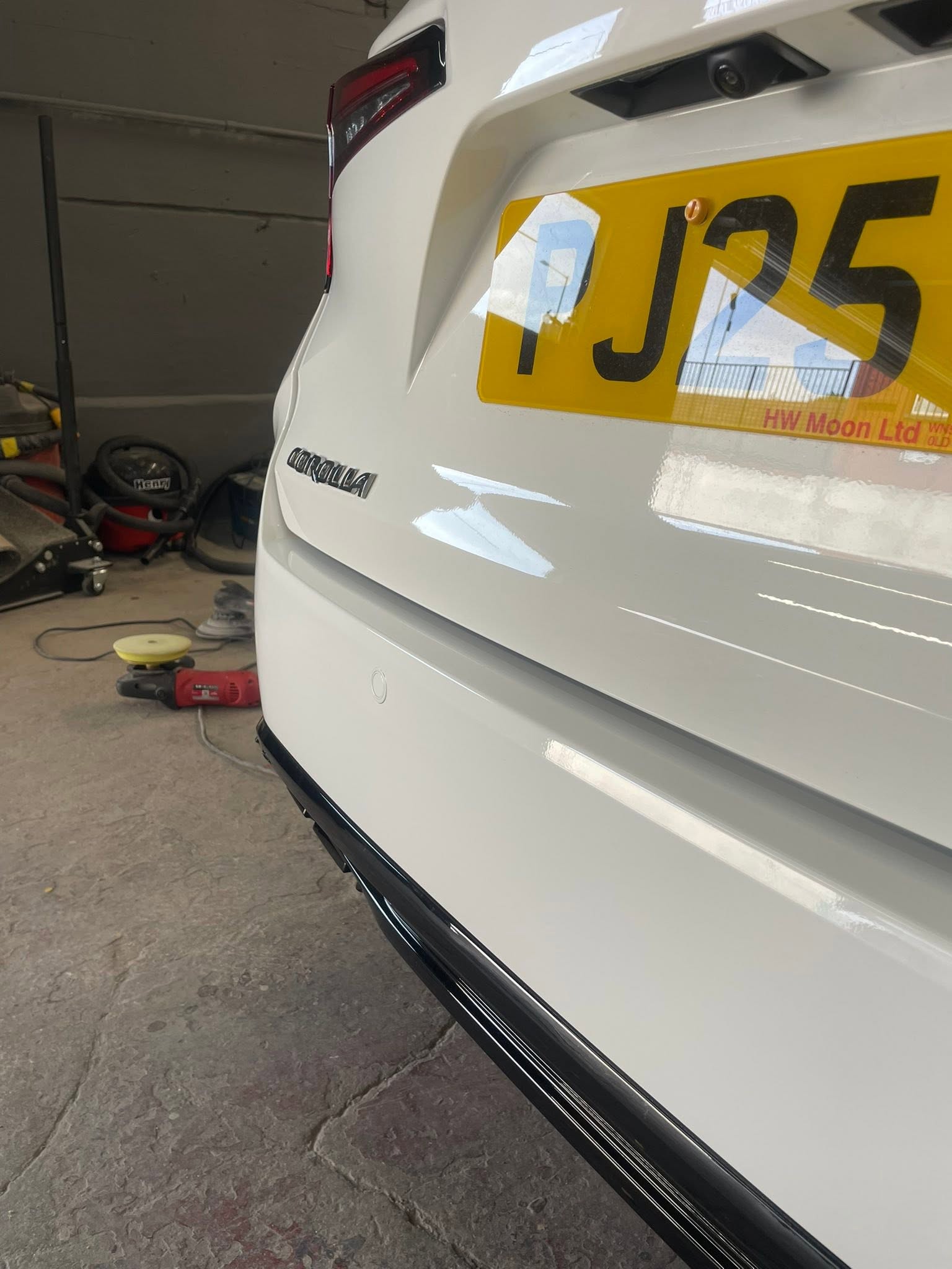 White van rear bumper repair work