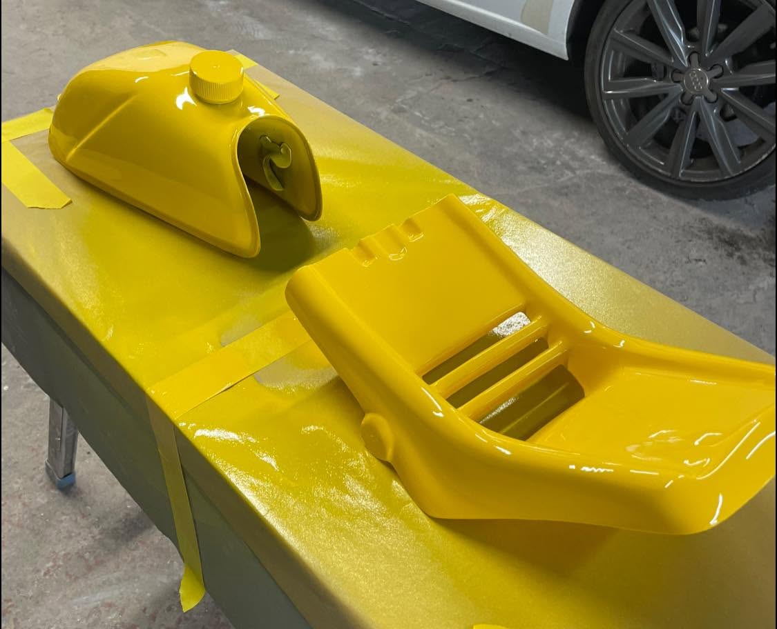 Bright yellow custom vehicle dashboard component